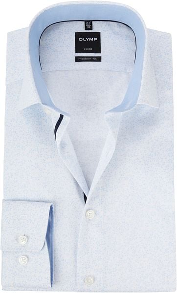 OLYMP Luxor MF Overhemd Bloem Blauw