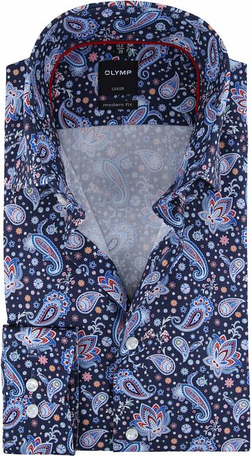 OLYMP Luxor MF Overhemd Navy Paisley