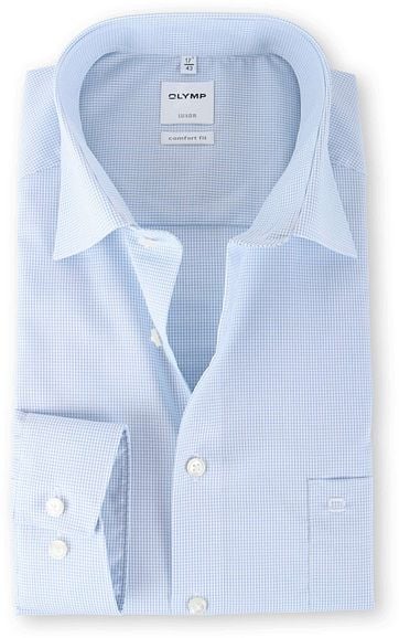 OLYMP Luxor Shirt Blauw Ruit Comfort Fit