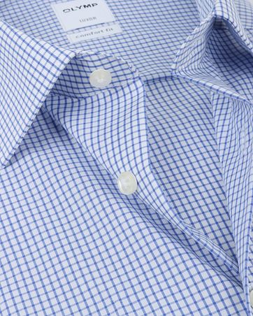 OLYMP Luxor Short Sleeve Check Blue