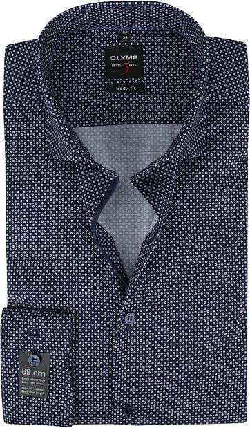 OLYMP Lvl 5 Extra LS Shirt Round Pattern Darkblue