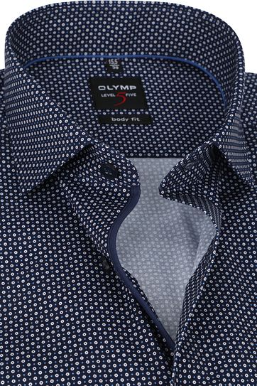 OLYMP Lvl 5 Extra LS Shirt Round Pattern Darkblue