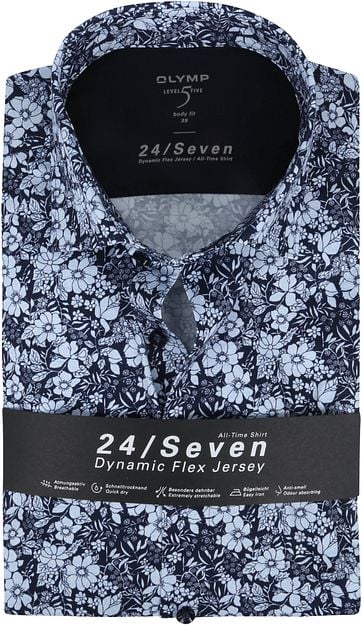OLYMP Lvl 5 Overhemd 24/Seven Bloemen Donkerblauw
