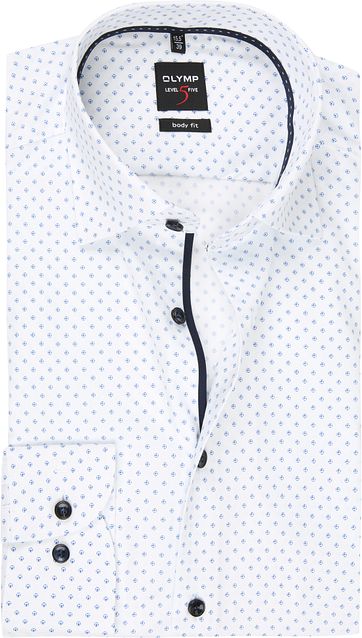 OLYMP Lvl 5 Overhemd Dessin Wit