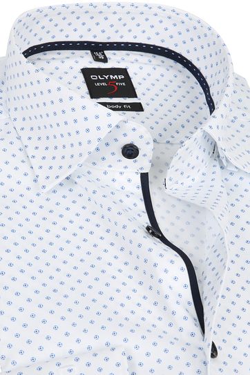 OLYMP Lvl 5 Overhemd Dessin Wit