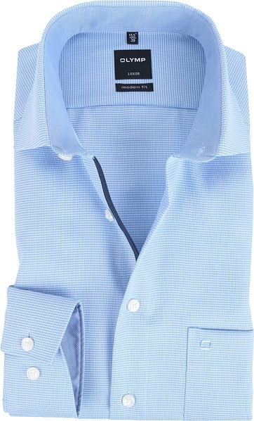 Olymp Modern Fit Shirt Blue Dessin