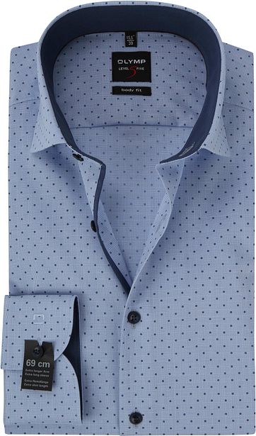 OLYMP Overhemd Dessin Level 5 Blauw