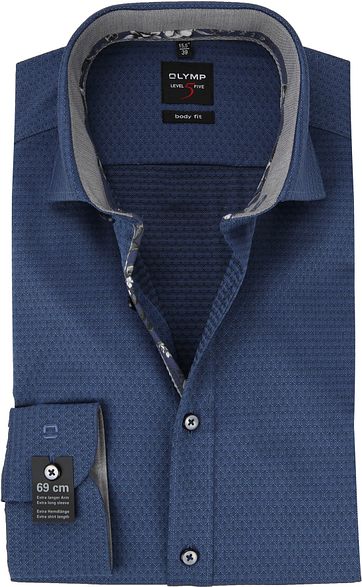 OLYMP Overhemd Level 5 Blauw Dessin