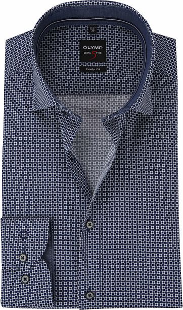 OLYMP Overhemd Level 5 Blauw Dessin WS