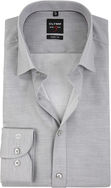 OLYMP Overhemd Level 5 Body-Fit Grijs
