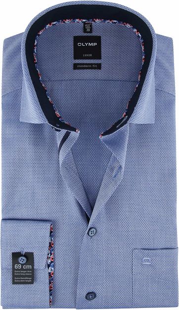 OLYMP Overhemd Luxor SL7 Dessin Blauw