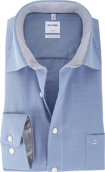 Olymp Shirt Blue Check Comfort Fit 