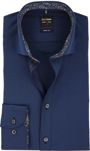 OLYMP Shirt Level 5 BF Checks Navy