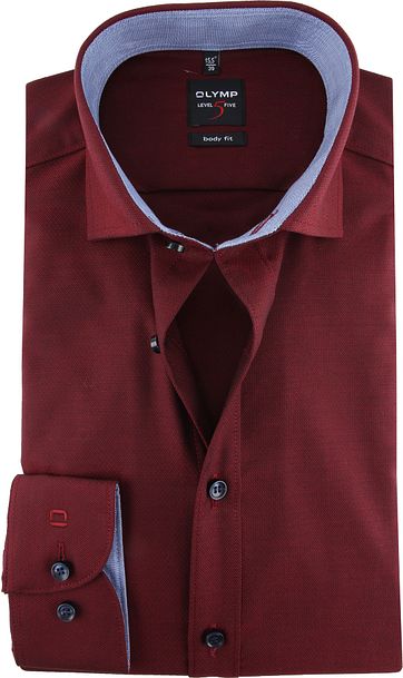 OLYMP Shirt Level 5 Blue Dark Red