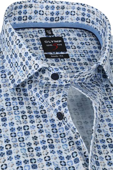 OLYMP Shirt Level 5 Blue Print