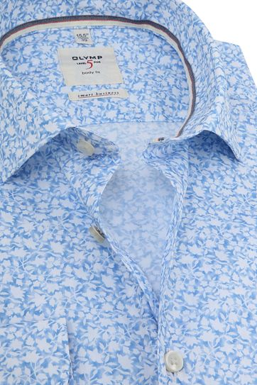 OLYMP Shirt Level 5 Flowers Blue