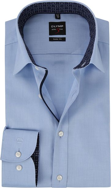 OLYMP Shirt Level 5 Stripes Twill Blue