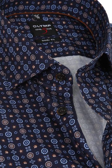 OLYMP Shirt Level Five SL7 Printed Navy