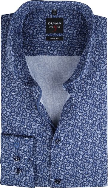 OLYMP Shirt Lvl 5 Paisley Navy