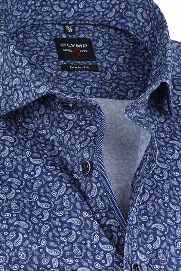 OLYMP Shirt Lvl 5 Paisley Navy
