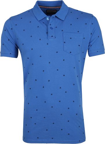 Petrol Poloshirt Blau Blätter