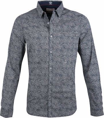 Petrol Shirt Blumen Dessin Dunkelblau 