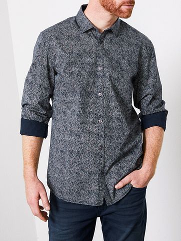 Petrol Shirt Flower Dessin Navy