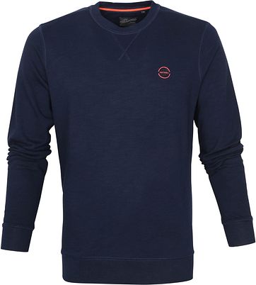 Petrol Trui Logo Donkerblauw
