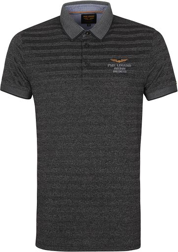 PME Legend Polo Strepen Antraciet
