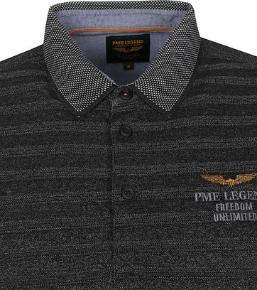 PME Legend Poloshirt Streifen Dunkelgrau