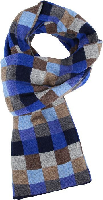 Profuomo Blau Karo Schal Wolle