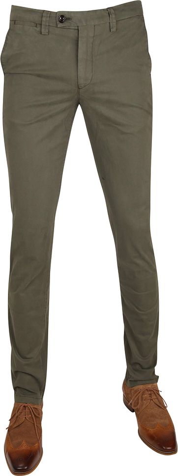 Profuomo Chino Garment Dye Groen profuomo kopen in de aanbieding