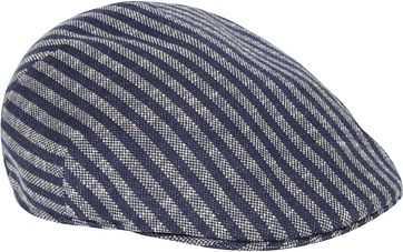 Profuomo Flat Cap Gebreid Strepen Donkerblauw