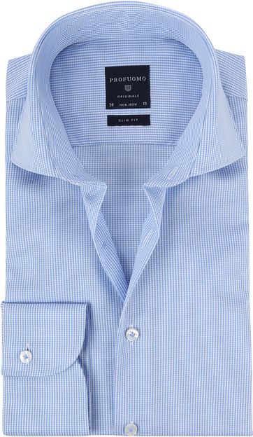 Profuomo Hemd Cutaway Blue Checks
