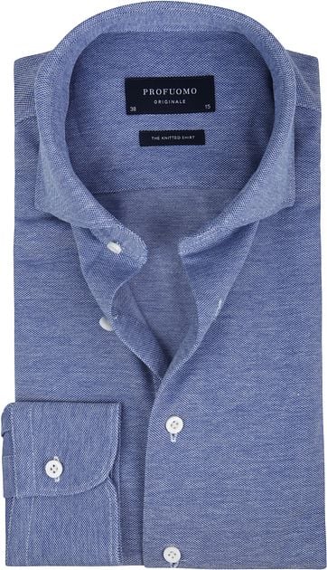 Profuomo Hemd Knitted Slim Fit Mid Blau