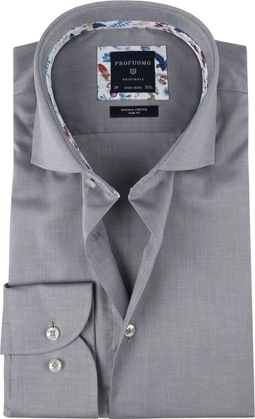 Profuomo Hemd SF Twill Grijs