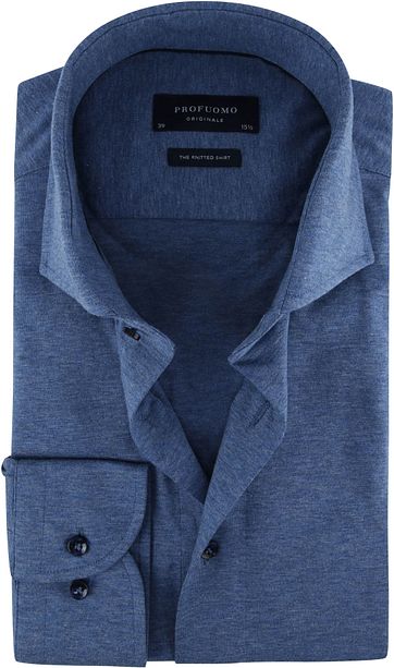 Profuomo Knitted Jersey Hemd Blau