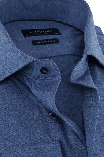 Profuomo Knitted Jersey Hemd Blauw