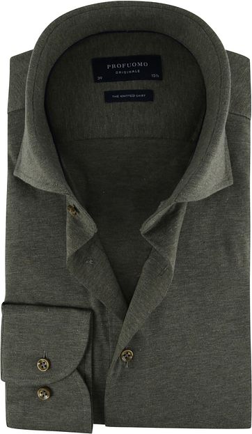 Profuomo Knitted Jersey Hemd Groen