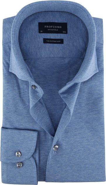 Profuomo Knitted Jersey Hemd Hellblau
