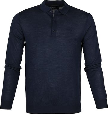 Profuomo Longsleeve Poloshirt Dunkelblau