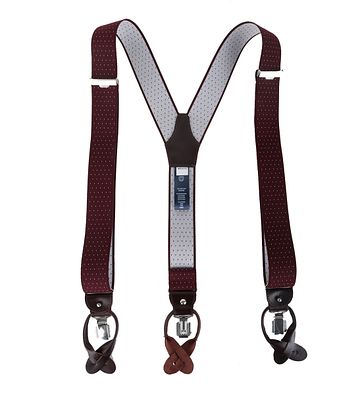 Profuomo Luxus Hosenträger Bordeaux-Weiss