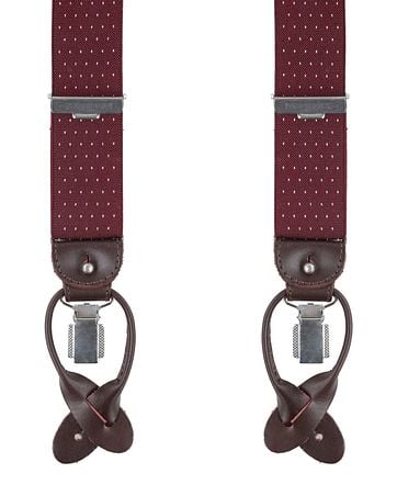 Profuomo Luxus Hosenträger Bordeaux-Weiss