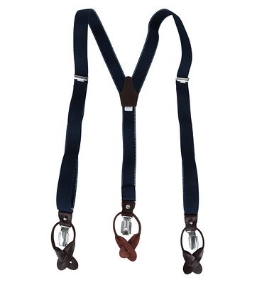 Profuomo Luxus Hosenträger Dunkelblau