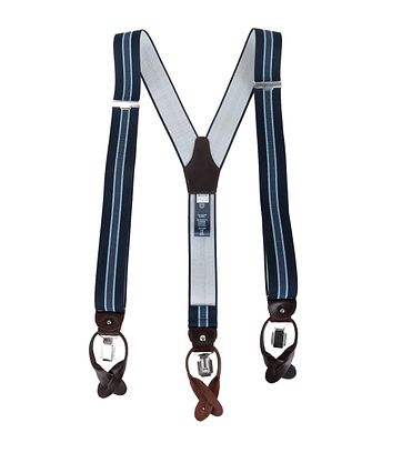 Profuomo Luxus Hosenträger Dunkelblau-Hellblau