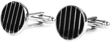 Profuomo Manschettenknöpfe silber schwarz rund