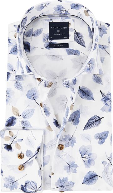 Profuomo Overhemd Bloemen Blauw