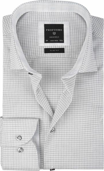 Profuomo Overhemd Caw Ruit Grijs profuomo kopen in de aanbieding