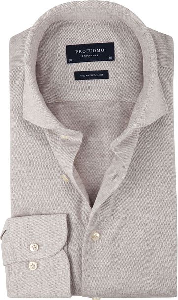 Profuomo Overhemd Knitted Beige profuomo kopen in de aanbieding