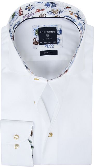 Profuomo Overhemd SF Wit Bloemen